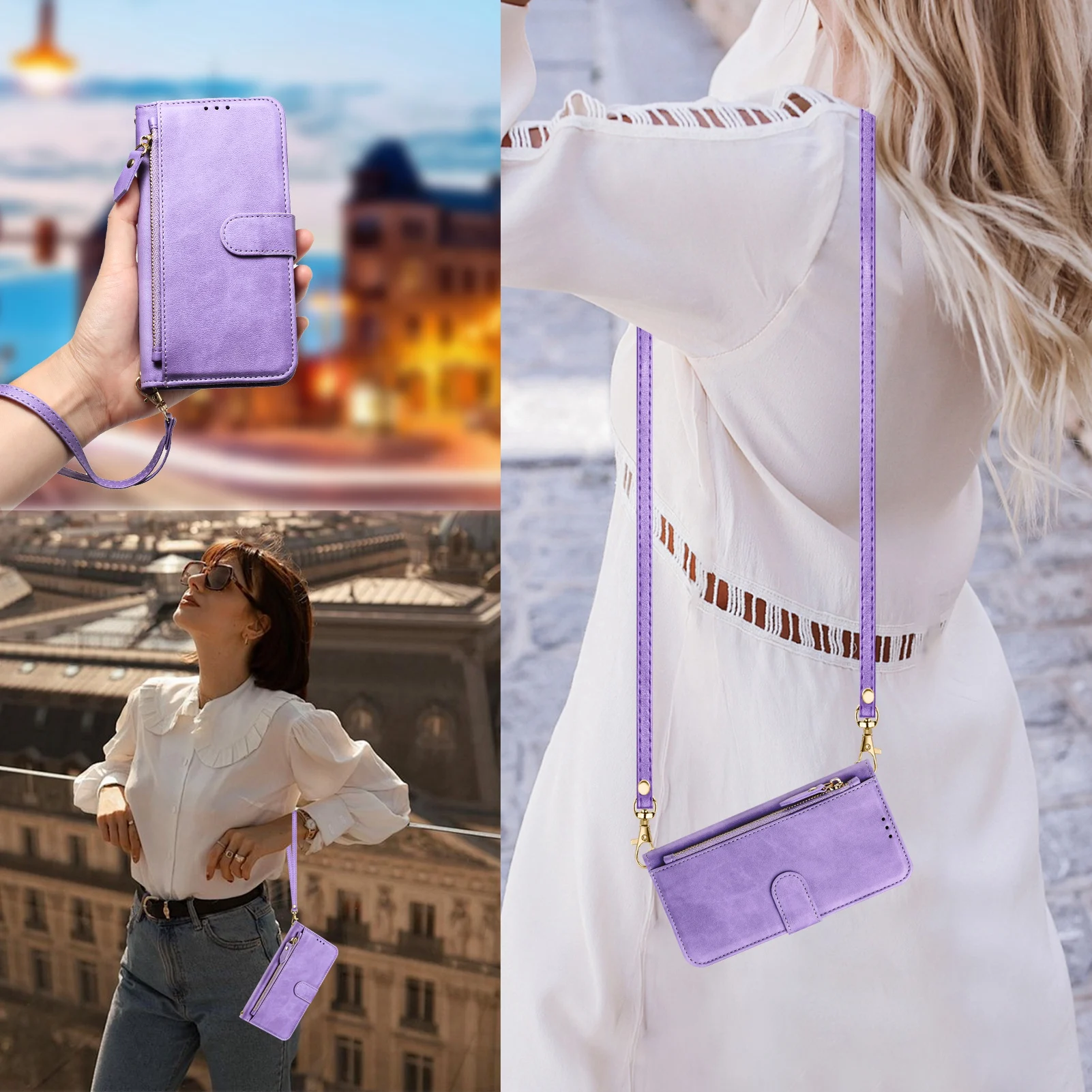 Crossbody Zipper Cards Solt Le - đánh giá và giá Leather Card Wallet