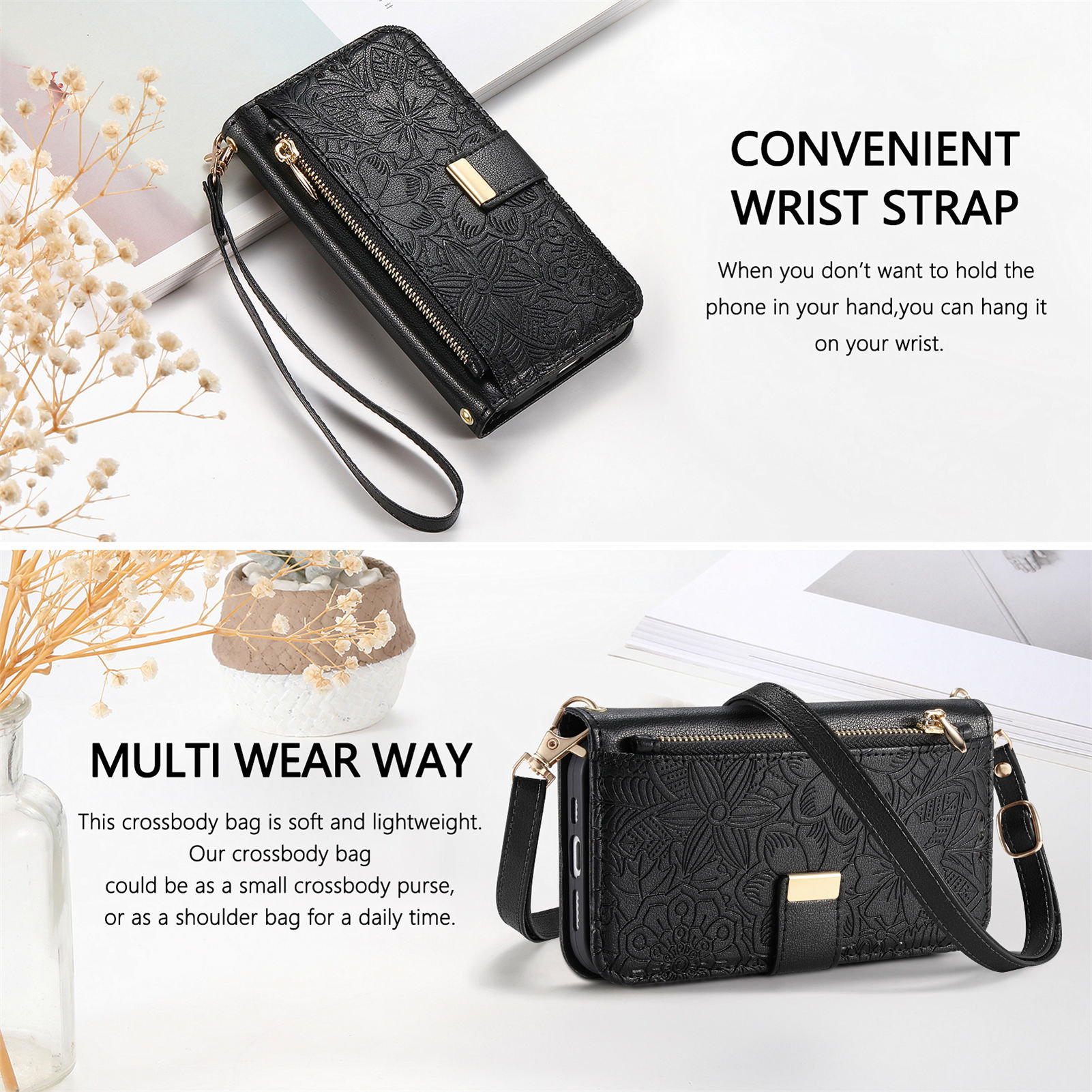 Leather Zipper Crossbody Flip  - đánh giá và giá Leather Card Wallet